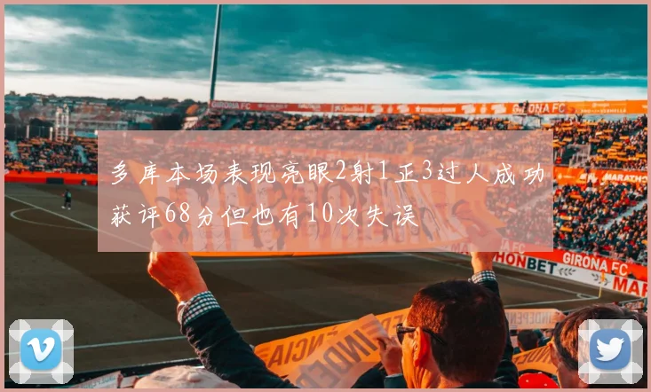 多库本场表现亮眼2射1正3过人成功获评68分但也有10次失误